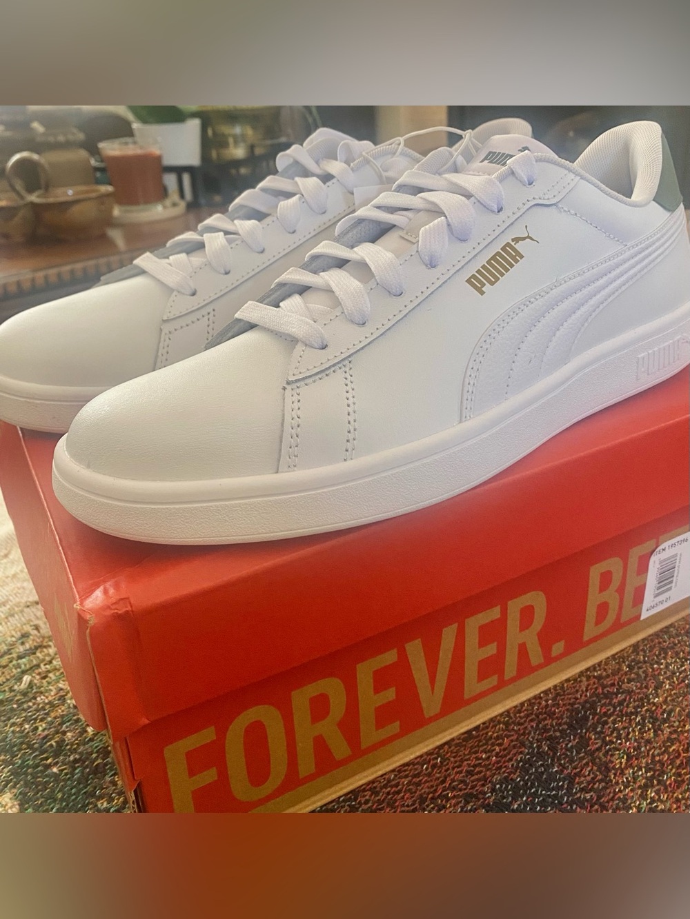 NEW Puma White Men’s Ace Court Sneaker White And Green Sz. 9.5 NIB